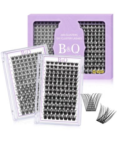 Lash Clusters 208 PCS Cluster Lashes Individual Lashes B01+B10 Eyelash Extensions 8-16mm DIY Lash Extensions D Curl Volume Wispy Soft Comfortable Band False Lashes (D-8-16MIX B01+B10) Lash Kit B01+B10 1 count (Pack of 1)