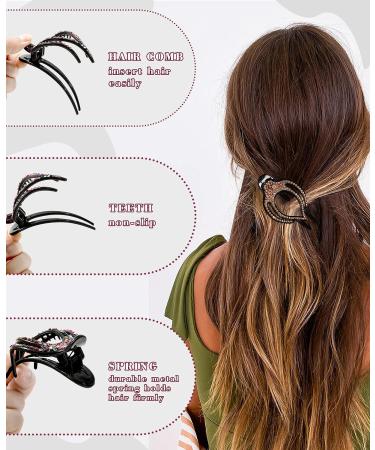 5PCS Rhinestone French Hair Clips for Women | Strong Hold Curved Claw Clips | No Slip Design | Medium Size 3.74 | Ideal for Thick Hair - Buy Online on SooperMarket.com