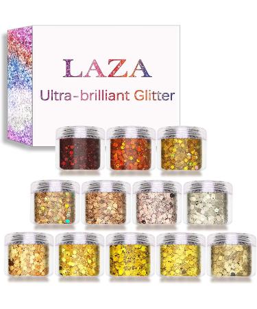 Body Glitter Chunky Nail Kit - 120g Holographic Hexagon Sequin Set for DIY, Gold Festival Decoration - Buy Online on SooperMarket.com