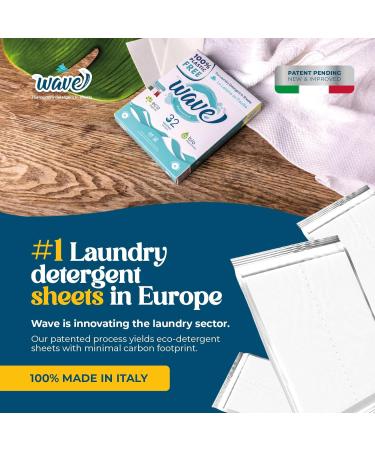 Wave Laundry Detergent Sheets - Scented 32 Loads - Fast-Dissolving & Powerful Multi-Purpose Cleaner - Eco-Friendly Plastic-Free Clean Breeze 32 Count - Buy Online on SooperMarket.com