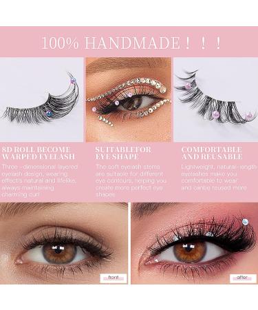 HERBENJOY Fluffy False Lashes Fake Eyelashes 5 Pairs Lash Extension with Small Pearl Decoration Cat Eye False Eyelashes 3D Faux Eyelashes for Costume Party Stage Performance Festival Celebrations - Buy Online on SooperMarket.com