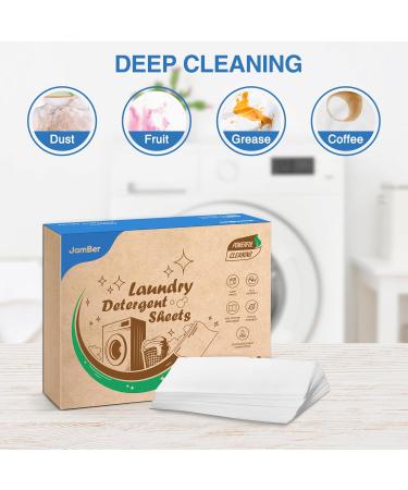 JamBer Laundry Detergent Sheets - 60 Plant-Based Strips Zero Waste Fresh Scent Ideal for Home Dorm Travel and Camping - Buy Online on SooperMarket.com