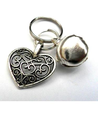 Silver Knight Filigree Heart & Jingle Bell Cat or Small Dog Charm Clip on Collar Pendant Fancy Pet Charm Pet Bling - Buy Online on SooperMarket.com