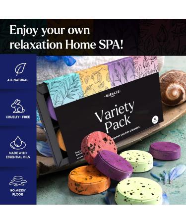 Miracle Made Aromatherapy Shower Steamers - Variety Pack of 6 Natural Essential Oil Shower Bombs for Relaxation and Pampering - Home Spa Gifts for Men, Women, Moms - Buy Online on SooperMarket.com