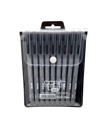 Copic Markers 9-Piece Multiliner Inking Pen Set B-2, Black (MLB2) 9 Pens Black