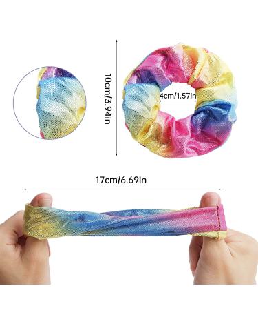 24-Piece Metallic Scrunchies - Shiny Mermaid Hair Ties for Women & Girls | Colorful Elastic Ponytail Holders - Neon Hair Accessories - Buy Online on SooperMarket.com