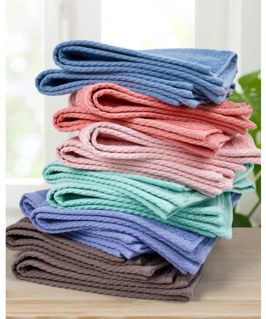 Cleanbear Wash Cloths 12 Pack for Body and Face - Soft 13x13 Inches Bulk Washcloth Set with Assorted Colors - Rust, Baby Pink, Brown, Blue, Grey, Lavender - 12 Pieces - Buy Online on SooperMarket.com
