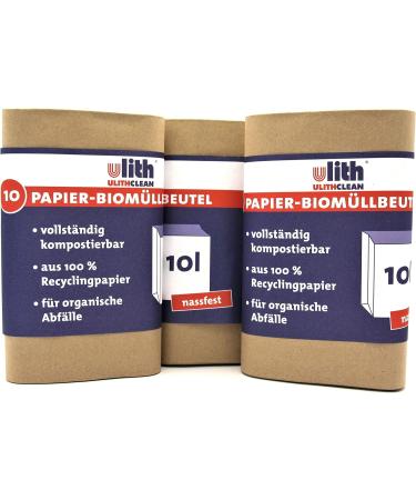 Buy UlithClean Organic Waste Bags - Compostable Paper Bags 10L Waterproof - 30 Pack - Eco-Friendly Solution for International Shipping - Buy Online on SooperMarket.com