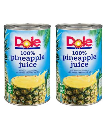 Dole Pineapple Juice, 46 oz Can, Pack of 2