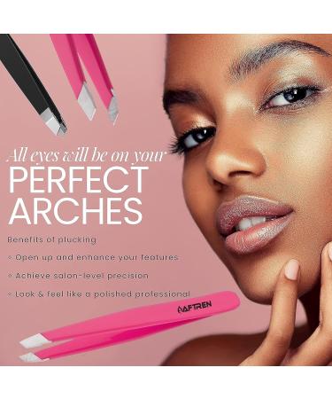 Wide Grip Slant Tweezers - German Stainless Steel - Hand-Filed Slanted Tips for Ultra-Precision - Tweezers for Eyebrows and Nose/Ear/Facial Hair - Professional Grade (Pink) - Buy Online on SooperMarket.com