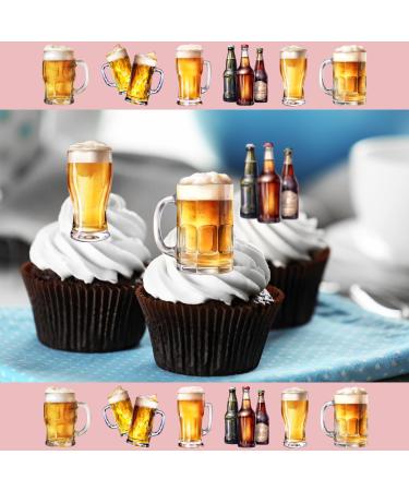 24 x Precut Beer Glasses Pint Lager Edible Wafer Rice Paper Cupcake Topper Decoration For Cakes