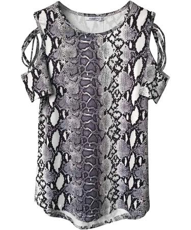 Women's Sexy Cold Shoulder Tie Dye Top - Gray, XX-Large - Buy Online on SooperMarket.com