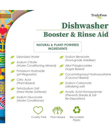 Truly Free Natural Dishwasher Booster & Rinse Aid | Non-Toxic Formula for Tough Stains & Water Spots | Reusable Bottle & Refill Starter Kit - Buy Online on SooperMarket.com