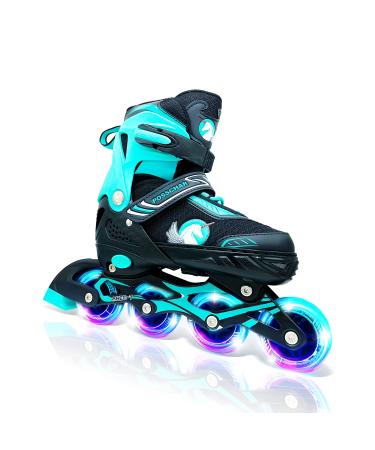 Adjustable Inline Skates, Roller Blades for Girls Kids Women and Adult, Roller Skates with All Light Up Wheels, Outdoors High Performance Rollerblades for Beginners. M - US BIG KIDS 1 - 4