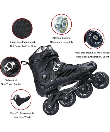 Professional Inline Skates for Men and Women | Comfortable Speed Racing Skates | Beginner Roller Skates | Black | Size Men 5.5/Women 6.5 - Buy Online on SooperMarket.com