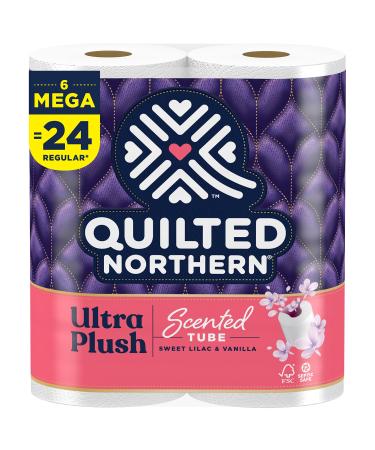 Quilted Northern Ultra Plush Toilet Paper with Sweet Lilac & Vanilla Scented Tube, 6 Mega Rolls, 3-Ply Bath Tissue