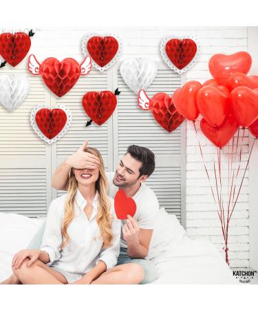KatchOn Valentines Day Hanging Hearts - Pack of 9 | Valentine Honeycomb Hearts for Valentines Day Decorations | Red Paper Hearts for Valentine Hearts Decorations | Valentines Day Party Decorations - Buy Online on SooperMarket.com