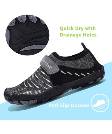 HIITAVE Kids Water Shoes - Quick Drying Aqua Sneakers, Dark/Gray, Big Kid Size 3 - Buy Online on SooperMarket.com