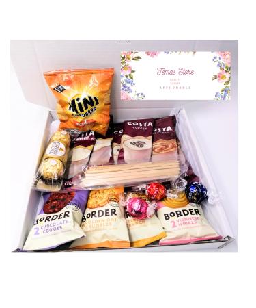 Temas Instant Coffee Gift Box For Men and Women - Coffee Lovers Gifts Set Hamper - Instant Coffee Border biscuits Chocolates and Stirrer - Delights for All Occasions (Coffee Box B) Coffee Box B 1 g (Pack of 14)