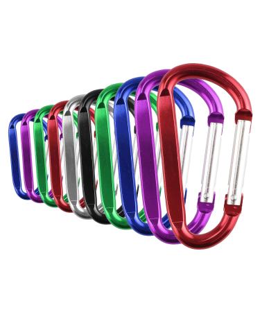Temlum 10 pieces of aluminum carabiner clip D-shape carabiner hook carabiner with snap lock for camping travel hiking keychain outdoor accessories 2.4 x 4.8cm