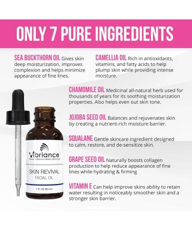 Vibriance Skin Revival Facial Oil | Vegan Hydrating Oil for Dry Skin | USA-Made Natural Ingredients | Vitamin E Sea Buckthorn & Squalane | Paraben-Free & Sensitive Skin Safe - Buy Online on SooperMarket.com