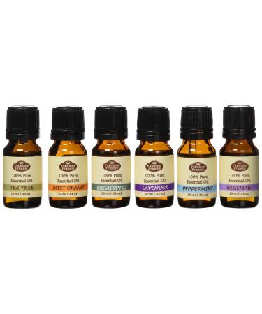 Basic Set 6-10ml 100% Pure Essential Oil (Eucalyptus Lavender Peppermint Rosemary Sweet Orange and Tea Tree)