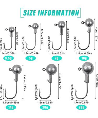 Jig Heads & Angel Hook Set - 30 Stk Rubber Fishing Jig Hooks with Round Jighead for Predatory Fishing | High-Quality Lead Head Hooks - Buy Online on SooperMarket.com