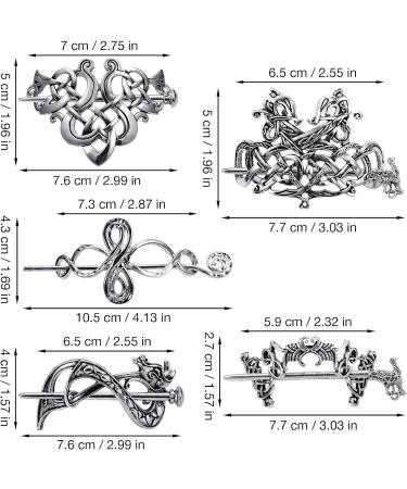 Noverlife 5PCS Celtic Hairpins - Vintage Silver Viking Hair Clips for Girls and Women - Buy Online on SooperMarket.com
