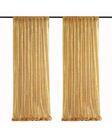 Gold Sequin Backdrop Curtain Panels Stage 2 Pieces 2FTx8FT Wedding Party Background Drapes 2 pcs-2ftx8ft Gold