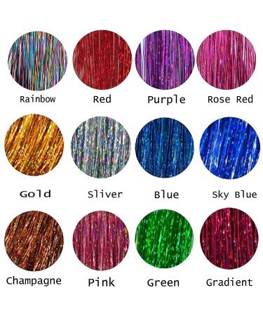 Glitter Hair Tinsel Extensions Kit - 12 Colors, 3200 Strands, 46inches - Fairy Hair Accessories - Buy Online on SooperMarket.com