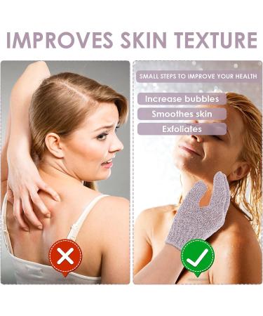 Sibba Exfoliating Gloves - Natural Loofah Bathing Gloves for Body and Face - Double Sided Shower Body Gloves - Dead Skin Remover - Purple - Buy Online on SooperMarket.com