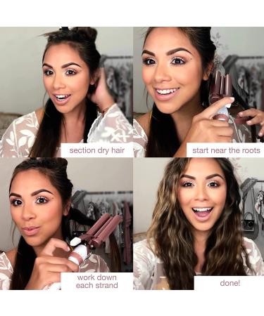 Conair Double Ceramic 3 Barrel Hair Waver - Beach Wave Curling Iron for Long-Lasting Tight Waves - Buy Online on SooperMarket.com