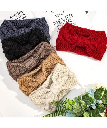 Whaline Knit Headbands Winter Ear Warmers Twisted Turban Head Wraps, 6 Pieces Set - Yellow Grey Colors | Hair Accessories for Women Girls - Buy Online on SooperMarket.com