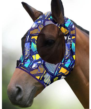 Harrison Howard Super Comfort Stretchy Fly Mask Large Eye Space with UV Protection Skin with Breatathability Graffiti Mix (L) Large Graffiti