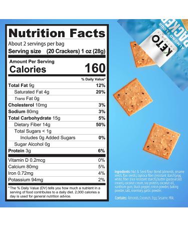 Keto Crackers (Sea Salt) - Low Carb, Zero Sugar, Gluten Free (3 Packs) | Almond Flour Snacks for Adults & Kids - Paleo Friendly - Buy Online on SooperMarket.com