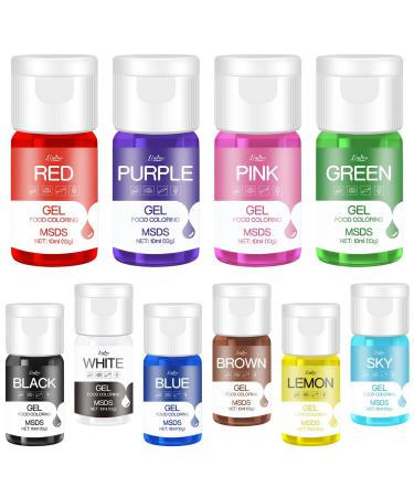Food color gel - 10 colors gel food colors for cakes baking cookies macaron - sugar -free concentrated color food coloring for tortendeco drinks Easter egg DIY slime - 10 ml 10 ml each (10 -pack)