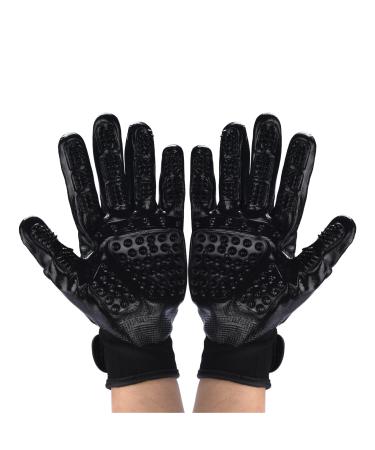 DDOXX gloves for animal care - 2 Series Set Career shoes for pets - Gloves for hair removal in cats dogs and horses - escaped gloves bathing and massage - black