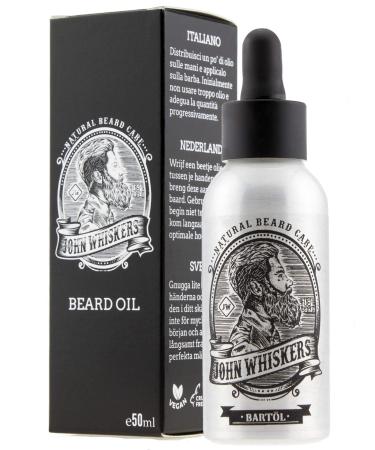 John Whiskers Bart l Made in Germany - 50ml - Best quality oils for a soft and healthy beard - Vegan & S ßlich Herber fragrance 50 ml (1 Pack)