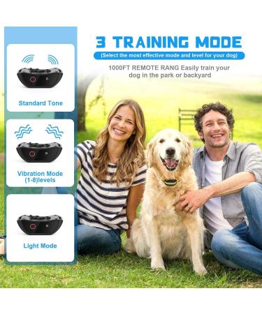 Dog Training Collar with Remote Rechargeable Waterproof Dog Behavior Correct Trainer with Safety Lock Sound & Vibration Modes 1000Ft Remote Range Remote Anti bark Collar for All Dogs - Buy Online on SooperMarket.com
