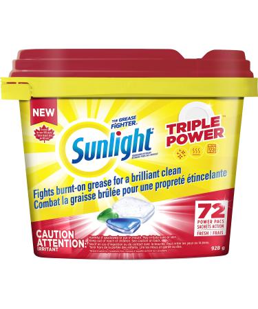 Sunlight Dishwasher Detergent AutoDish Pacs Triple Power 72 count Fresh Scent