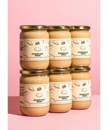 KoRo - Almond Butter White 6x 500 g - Vegan nut butter made from 100% almonds without additives
