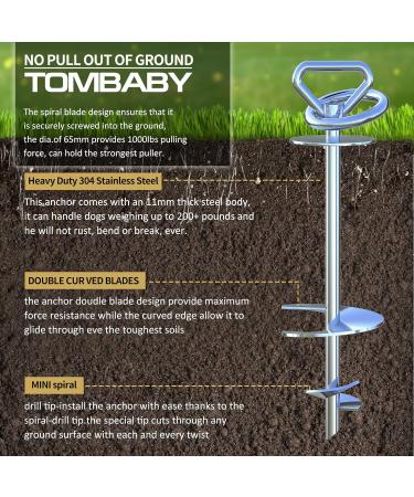 TOMBABY Heavy Duty Quality Dog Stake-Dog Tie Out Stake Dog Stake Allows Dogs Up to 200 lbs Dog Stakes for Outside Beach Camping Yard 360 Swivel Dog Anchor | Use for Any Dog Tie Out Cable silver/200+lbs - Buy Online on SooperMarket.com