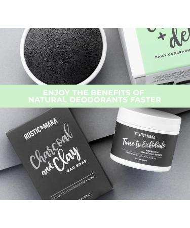Shop Rustic MAKA CLEANSE + DETOX: Charcoal & Clay Daily Underarm Care System - Exfoliating Bar Soap & Prebiotic Scrub for Freshness - Buy Online on SooperMarket.com