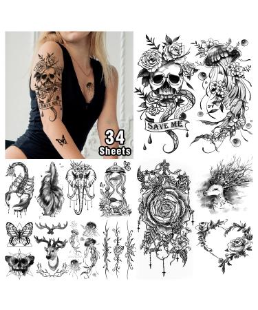 Cerlaza 125 Mixed Styles Long-Lasting Temporary Tattoos for Women  Fake Tattoos Sleeves for Body Marker  Realistic Hand Arm Body Tatuajes Temporales Adult