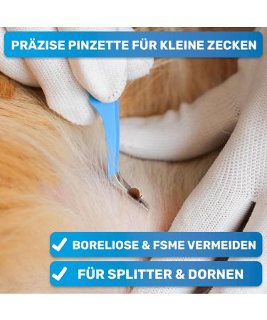 Bluepet 2-in-1 Tick Tweezers for Dogs Cats Horses & Humans - Stainless Steel Tick Remover with Case | Best Alternative to Tick Pliers & Agents - Buy Online on SooperMarket.com