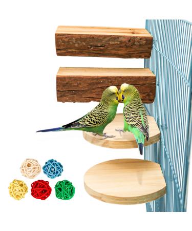 S-Mechanic Parrot Cage Perch Natural Wood Stand Perch for Small or Medium Parrots,Lovebird,Parakeet style-1