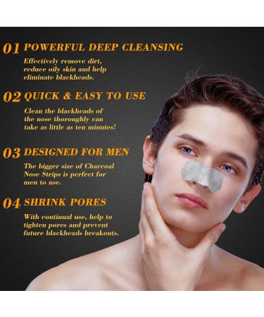 Charcoal Blackhead Pore Strips 33 pcs - Deep Cleansing Peel Off Strips for Men - Remove Blackheads and Face Oil - Nose and Facial Blackhead Remover - Buy Online on SooperMarket.com