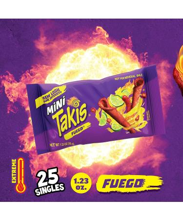 Takis Mini Fuego Rolled Tortilla Chips - 25 Snack Packs | Hot Chili Pepper & Lime Flavor - Buy Online on SooperMarket.com