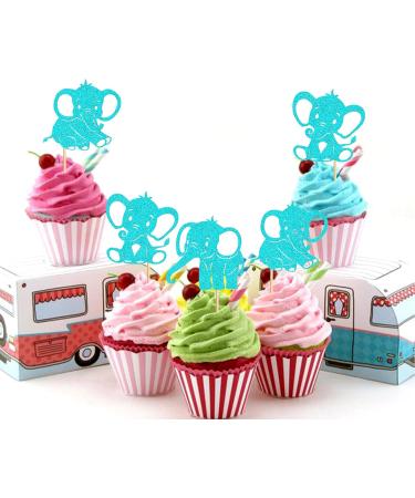 24pcs Blue Elephant Cupcake Toppers It Is A Boy Baby Shower Cupcake Picks Decoration Baby Boy Birthday Party Supplies Blue02 - Buy Online on SooperMarket.com