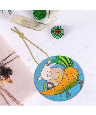 YYHHAOFA Sunflower Seeds and Rabbits Prints Christmas Ceramic Round Pendant Decoration - Festive Hanging Ornament for Stores and Homes -2.9 in - Buy Online on SooperMarket.com